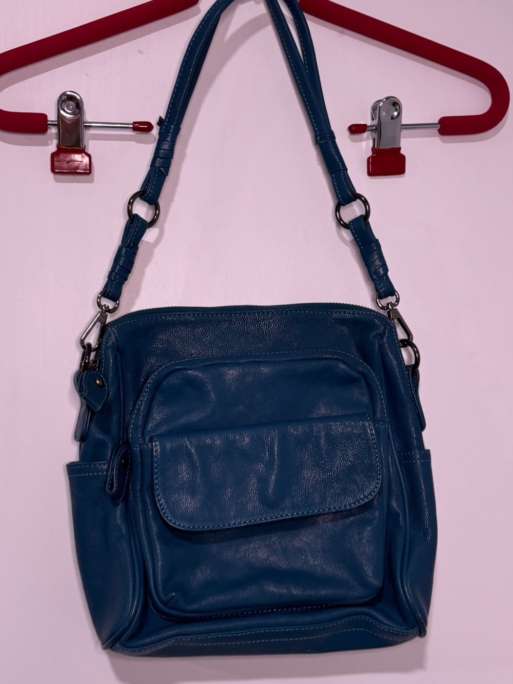Danier Teal Shoulder Bag with Front Pocket
